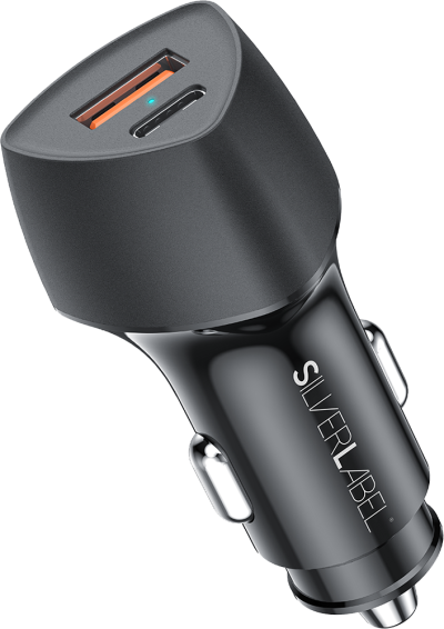 Multi Port Car Charger?20W Black (Front)